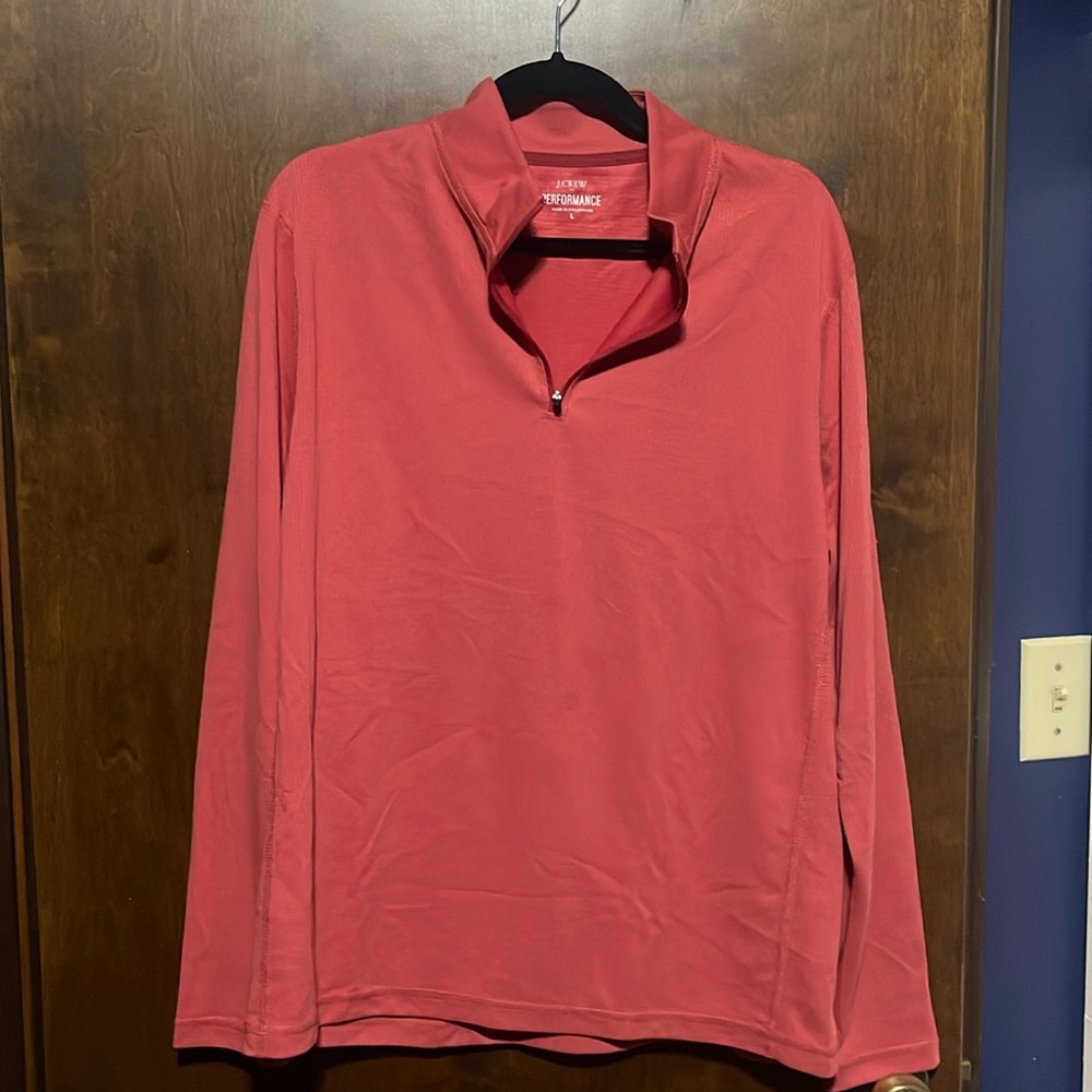Mens JCrew 1/4 zip - large - NWT - coral color
